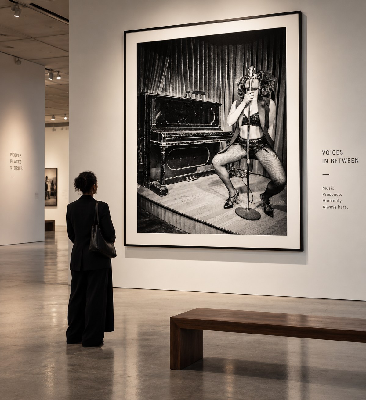 The print shown at architectural scale in a New York gallery.