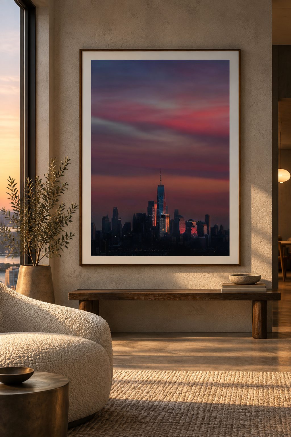 The print shown at architectural scale in an interior.