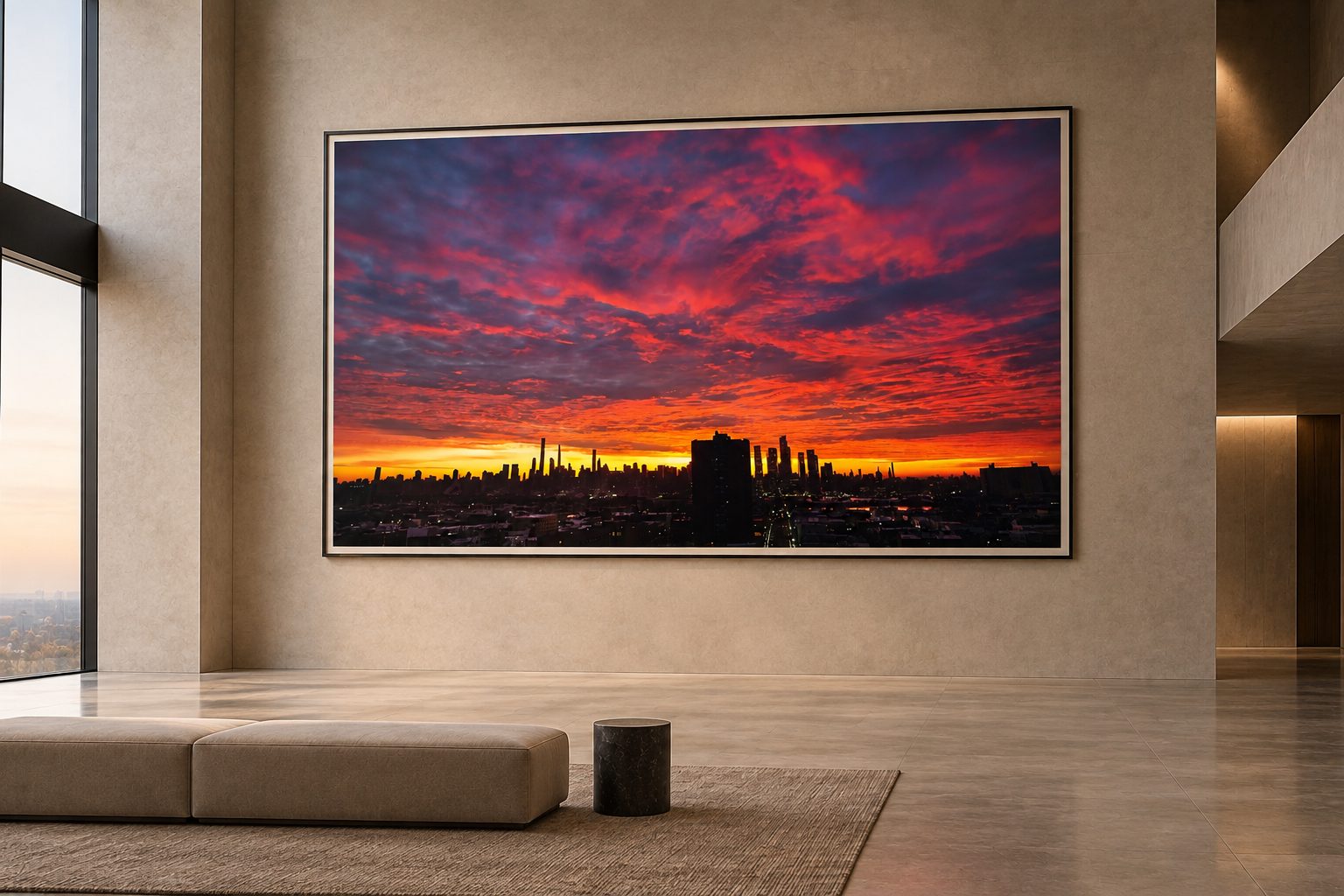 The print shown at architectural scale in an interior.